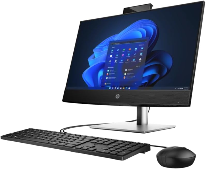 HP ProOne 24-440G9 all-in-one PC, sharp 23.8-inch display. Experience efficient performance with the Intel Core i5, complemented by a generous 16GB RAM and a speedy 512 GB SSD. Integrated Intel Iris-X graphics deliver smooth visuals. Windows 11 Pro