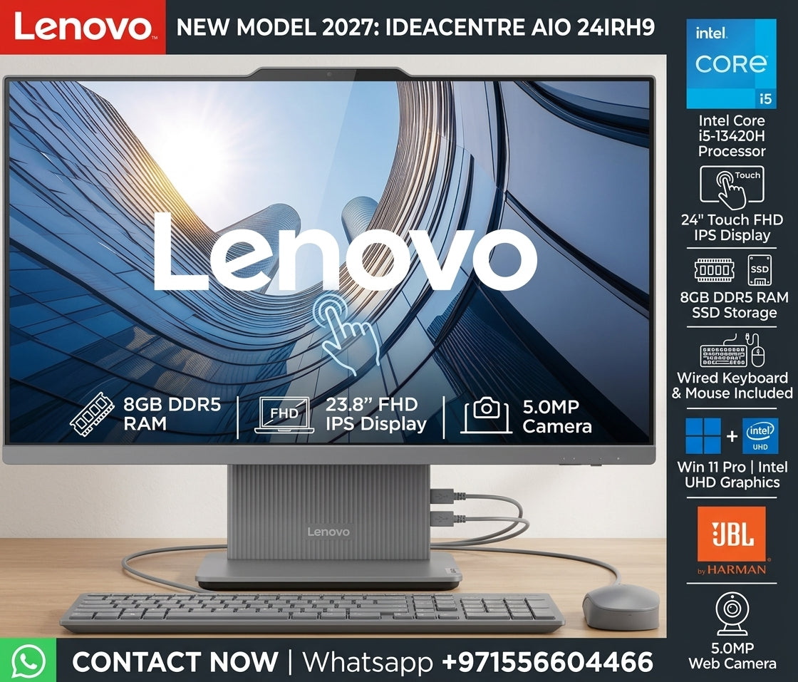 New Model 2027: Lenovo IdeaCentre AIO 24IRH9 | 24" Touch | Intel i5-13420H | 8GB | 512GB SSD | Intel UHD | Win 11 Pro | Grey | Wired Keybd & Mouse