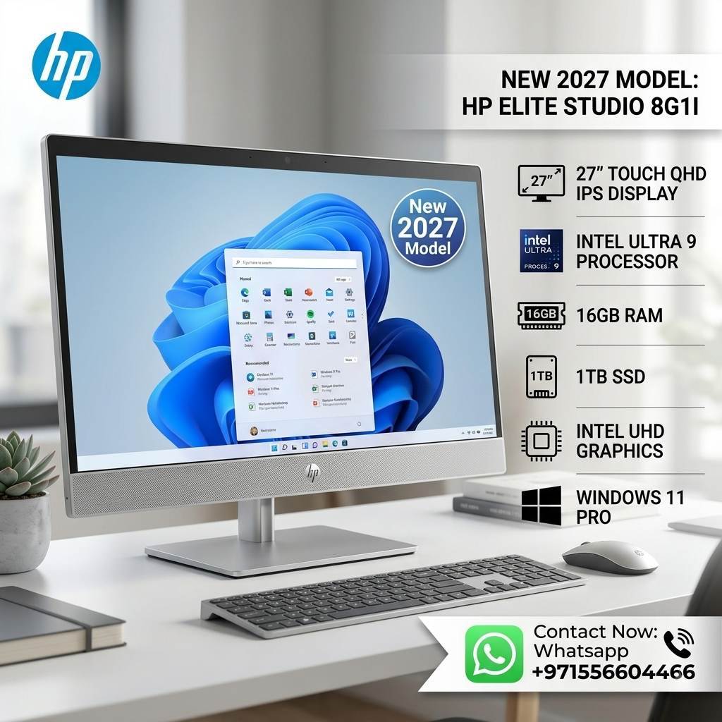 New 2027 Model: HP Elite Studio 8G1I | 27" Touch QHD IPS | Intel Ultra 9 | 16GB RAM | 1TB SSD | Intel UHD | Win 11 Pro | Silver | Keyboard & Mouse