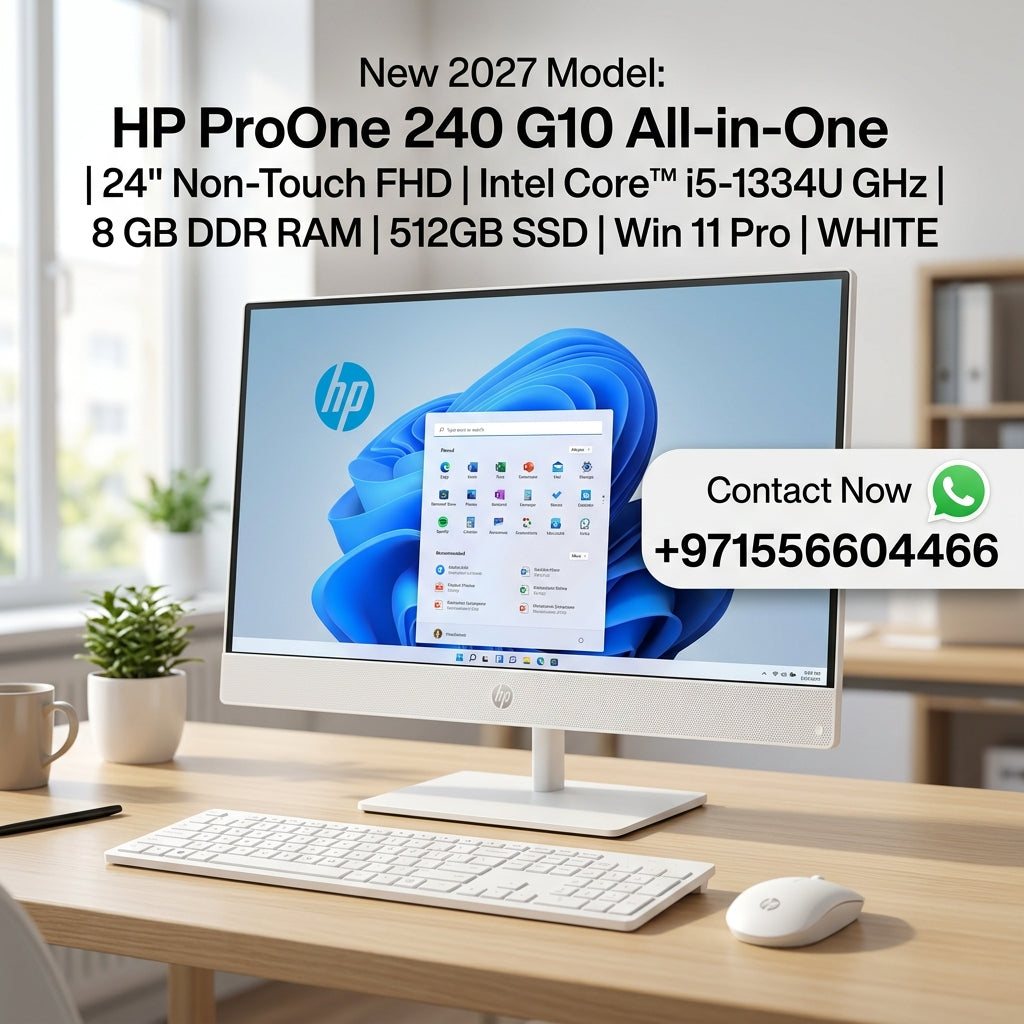 New 2027 Model: HP ProOne 240 G10 All-in-One | 24" None Touch FHD | Core™️ I5 -1334U GHz | 8 GB DDR RAM | 512GB SSD | Win 11 Pro | WHITE | Keyboard & Mouse