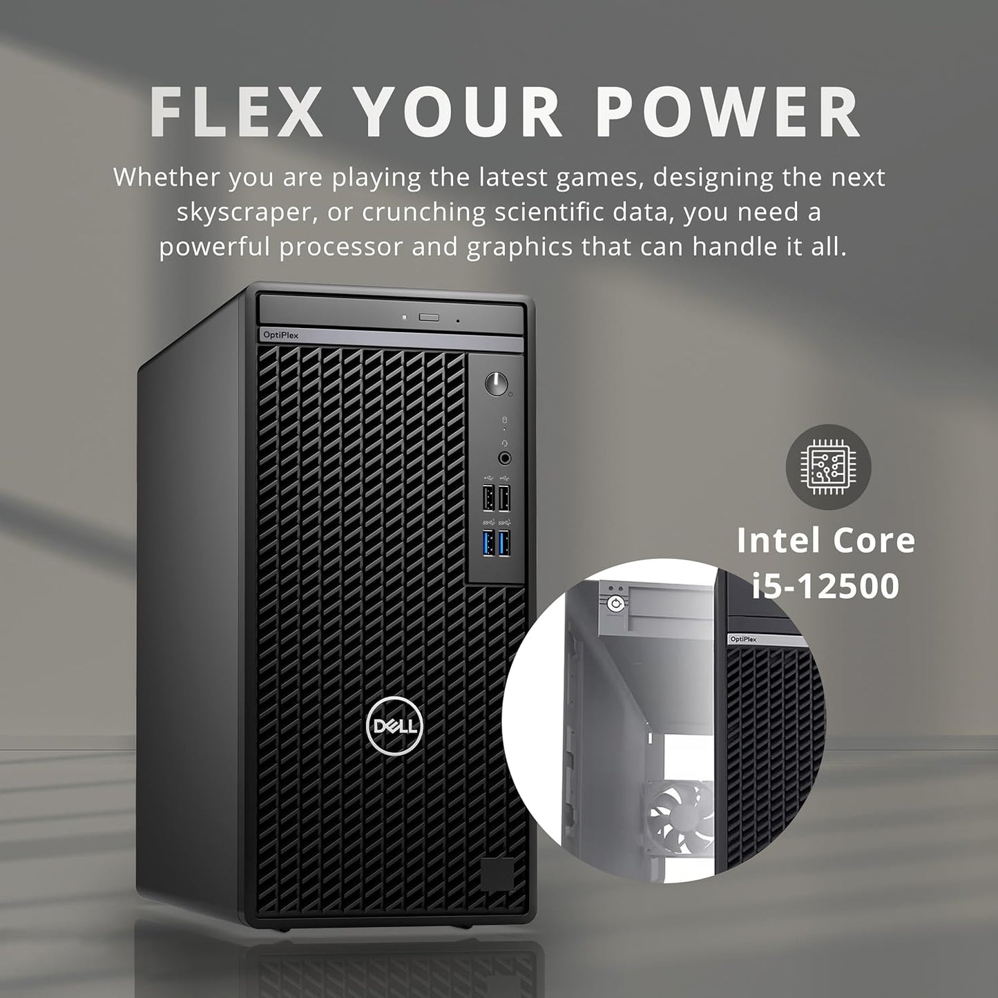 Dell OptiPlex 3000 (2025) - CPU: Intel Core i5 - RAM: 8GB DDR4 - Storage: 512GB PCIe SSD - OS: Windows 11 Pro - Optical Drive: DVDRW - Connectivity: Ethernet, WiFi - Included: Keyboard, Mouse - Color: Black