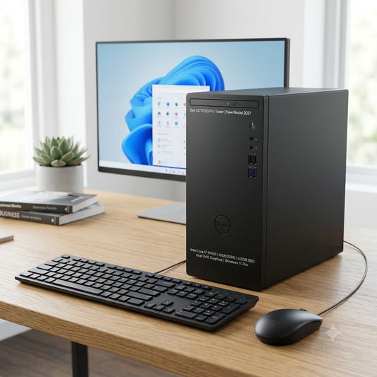 New Model 2027: Dell QCT1250 Pro Tower | Intel i7-14700 | 16GB DDR5 | 512GB SSD | Intel UHD | Win 11 Pro | Black | Wired Keybd & Mouse
