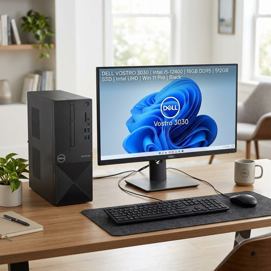 New Model 2027: Dell Vostro 3030 Desktop | Intel i5-12400 | 16GB DDR5 | 512GB SSD | Intel UHD | Win 11 Pro | Black | Wired Keybd & Mouse