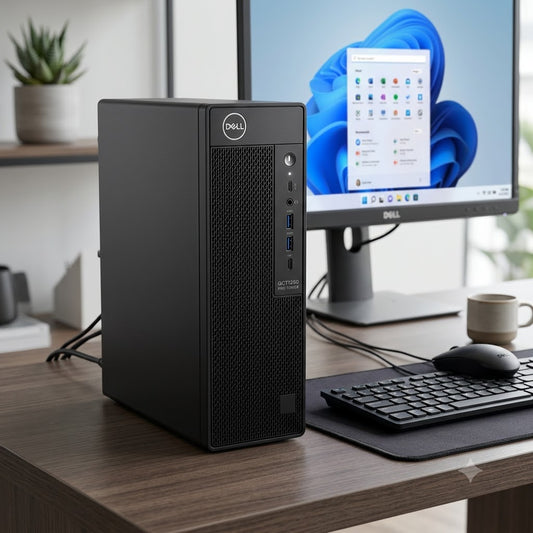 New Model 2027: Dell QCT1250 Pro Tower | Intel i3-14100 | 8GB DDR5 | 512GB SSD | Intel UHD | Win 11 Pro | Black | Wired Keybd & Mouse