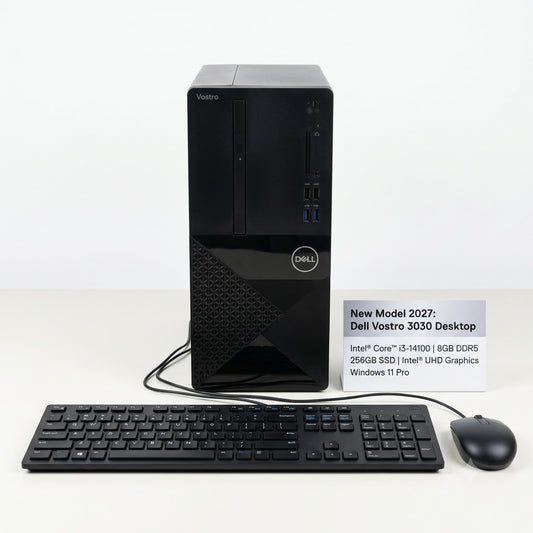 New Model 2027: Dell Vostro 3030 Desktop | Intel i3-14100 | 8GB DDR5 | 256GB SSD | Intel UHD | Win 11 Pro | Black | Wired Keybd & Mouse