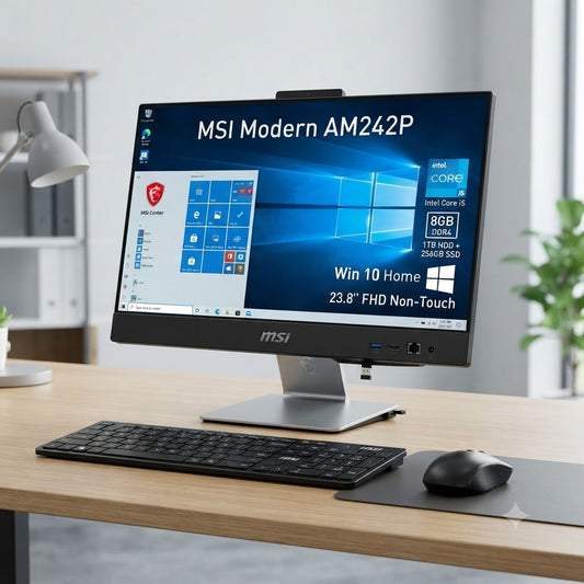 New Model 2027: MSI Modern AIO | 23.8" Non-Touch | Intel i5 | 8GB | 1TB HDD + 256GB SSD | Intel UHD | Win 10 Home | Black | Original Keybd & Mouse