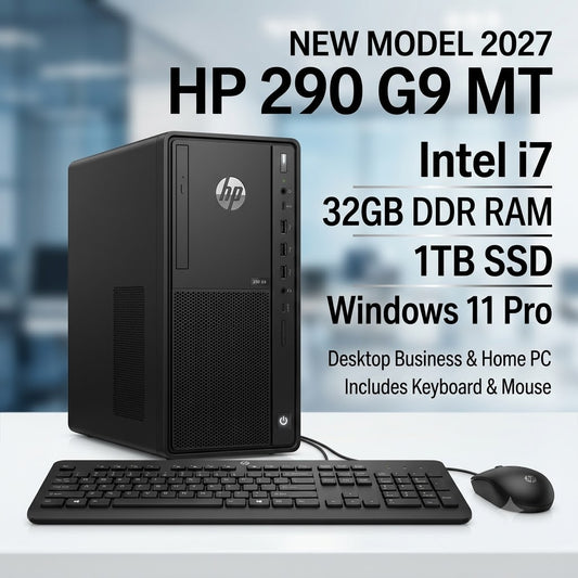 New Model 2027: HP 290 G9 MT | Intel i7 | 32GB DDR | 1TB SSD | Win 11 Pro | Black | Keybd & Mouse | Desktop Business & Home PC