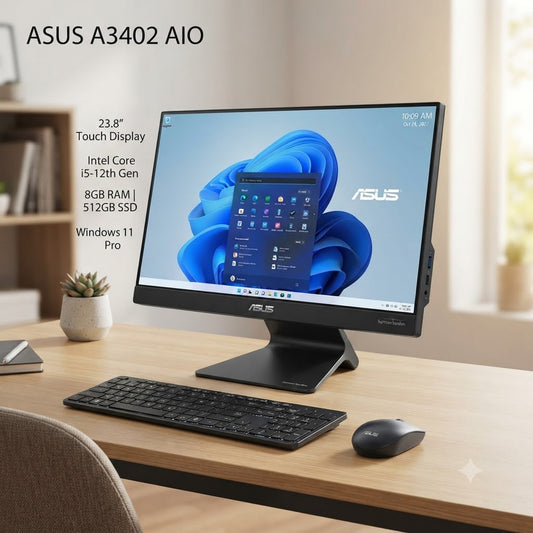 New Model 2027: ASUS A3402 AIO | 23.8" Touch | Intel i5-12th Gen | 8GB | 512GB SSD | Intel UHD | Win 11 Pro | Black | Wireless Keybd & Mouse