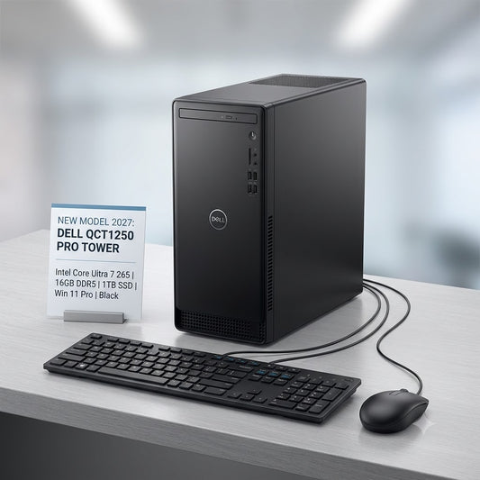 New Model 2027: Dell QCT1250 Pro Tower | Intel Core Ultra 7 265 | 16GB DDR5 | 1TB SSD | Win 11 Pro | Black | Wired Keybd & Mouse