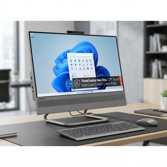 New Model 2027: Lenovo ThinkCentre Neo 50a | 27" Touch | Intel Core 7 240H | 16GB | 512GB SSD | Intel UHD | Win 11 Pro | Grey | Wired Keybd & Mous