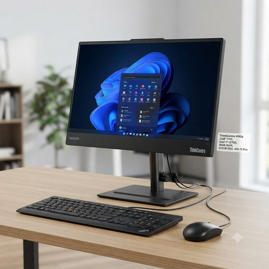 New Model 2027: Lenovo ThinkCentre M90a | 23.8" FHD | Intel i7-13700 | 16GB | 512GB SSD | Intel Iris Xe | Win 11 Pro | Black | Wired Keybd & Mouse