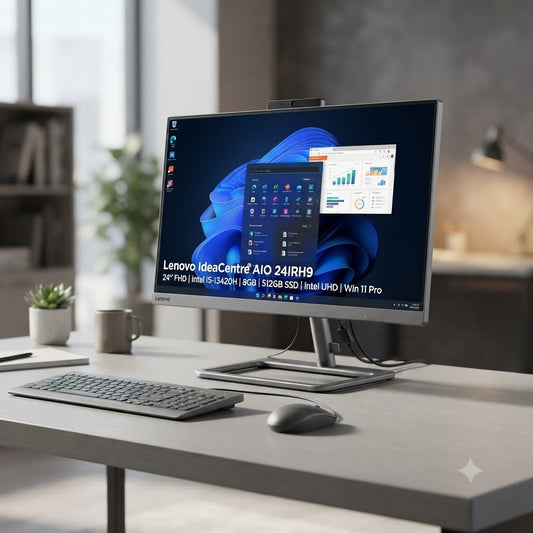 New Model 2027: Lenovo IdeaCentre AIO 24IRH9 | 24" FHD | Intel i5-13420H | 8GB | 512GB SSD | Intel UHD | Win 11 Pro | Grey | Wired Keybd & Mouse