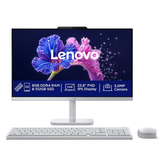 Lenovo A100A 24" AIO: Intel Quad 13th Gen, 8GB RAM, 512GB SSD, Non-Touch, White