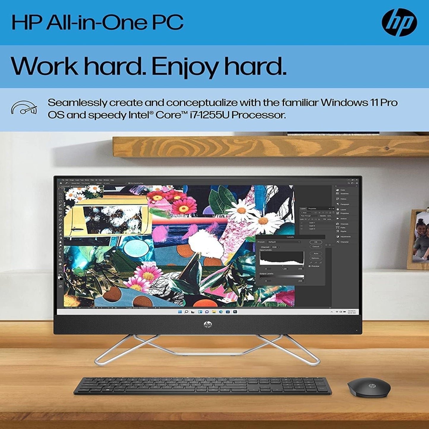 Brand New Original 👌 All in One (AIO) Newest Model 2025 HP 24-CB1005 24"FHD, Intel Core I5 With Intel Turbo Boost Technology, Intel Iris Xe Graphics, 8GB DDR4-3200 MHz RAM (1 X 8 GB) , 512GB SSD,  Non Touch, Windows 11 Pro, Black