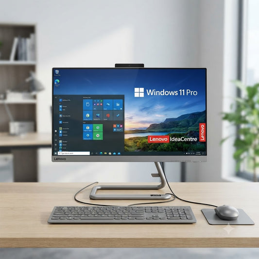 New Model 2027: Lenovo IdeaCentre AIO 24 | 24" FHD | Intel Quad Core | 8GB RAM | 512GB SSD | Intel VGA | Win 11 Pro | Grey | Wired Keybd & Mouse