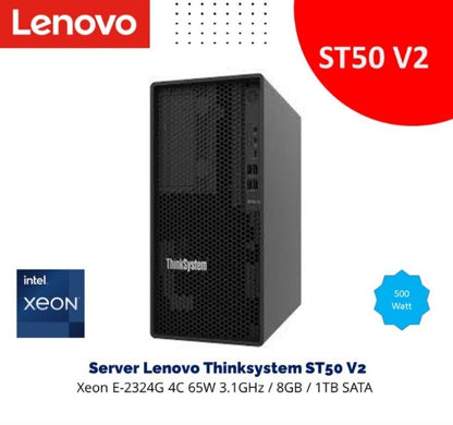 Brand New Original Model 2025 Desktop 👌🏼 Lenovo ST50-V2 Server- Intel Xeon-E2324G Processor-16gb Mem ( 2x 8 GB DDR4) -2TB HDD+256GB SSD-DOS