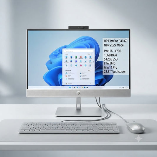 New 2027 Model: HP EliteOne 840 G9 AIO | 23.8" Touch | Intel i7-14700 | 16GB RAM | 512 SSD | Intel UHD | Win 11 Pro | Silver | Wired Keybd & Mouse