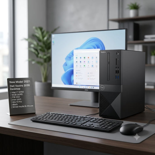 New Model 2027: Dell Vostro 3030 Desktop | Intel i7-12700 | 16GB DDR5 | 1TB SSD | Intel UHD | Win 11 Pro | Black | Wired Keybd & Mouse