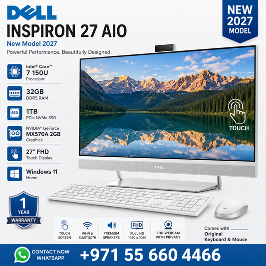 New Model 2027: Dell Inspiron 27 AIO | 27" Touch | Intel Core 7 150U | 32GB | 1TB SSD | MX570A 2GB | Win 11 Home | White | Original Keybd & Mouse