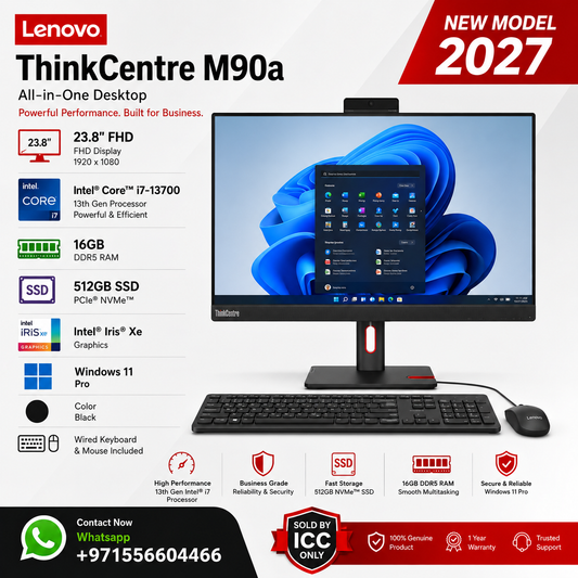 New Model 2027: Lenovo ThinkCentre M90a | 23.8" FHD | Intel i7-13700 | 16GB | 512GB SSD | Intel Iris Xe | Win 11 Pro | Black | Wired Keybd & Mouse