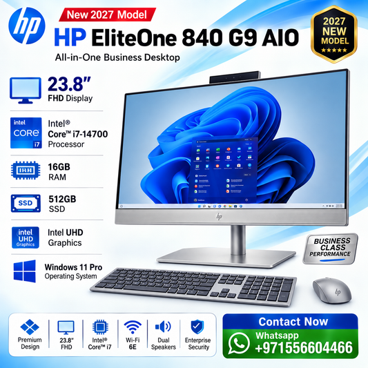 New 2027 Model: HP EliteOne 840 G9 AIO | 23.8" FHD | Intel Core i7-14700 | 16GB RAM | 512 SSD | Intel UHD | Win 11 Pro | Silver | Keyboard & Mouse