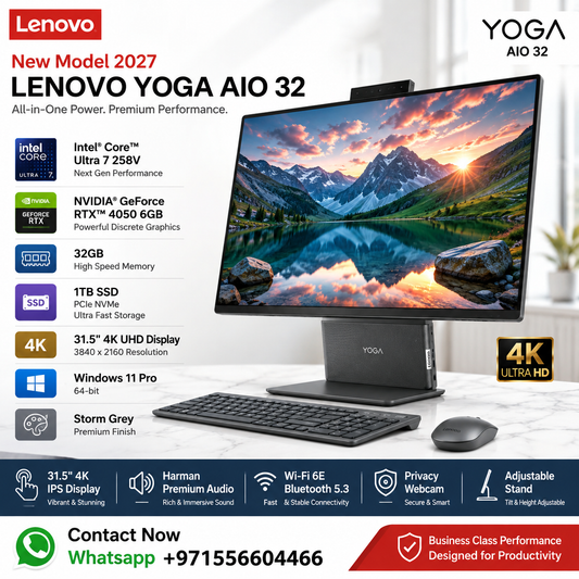 New Model 2027: Lenovo Yoga AIO 32 | 31.5" 4K | Ultra 7 258V | 32GB | 1TB SSD | RTX 4050 6GB | Win 11 Pro | Storm Grey | Wireless Keybd & Mouse