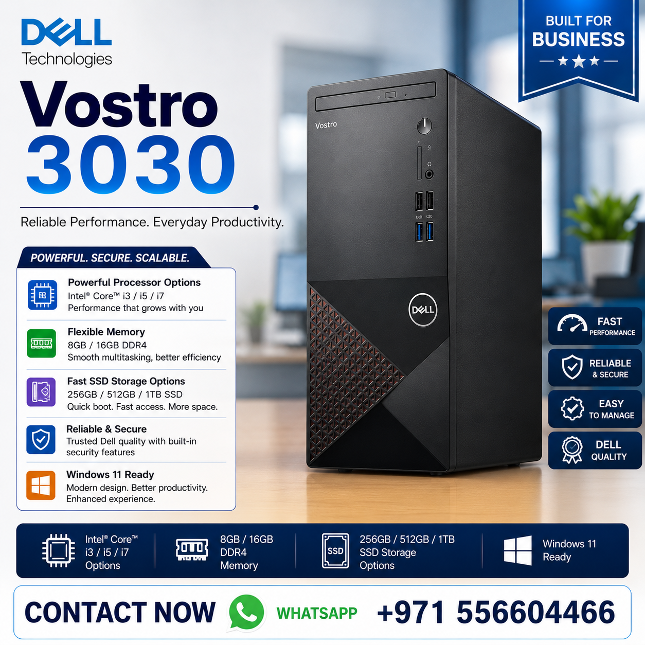 New Model 2027: Dell QCT1250 Pro Tower | Intel i5-14500 | 16GB DDR5 | 512GB SSD | Intel UHD | Win 11 Pro | Black | Wired Keybd & Mouse