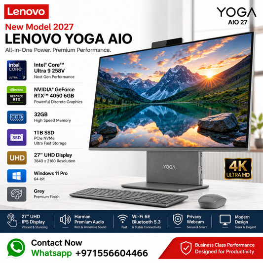 New Model 2027: Lenovo Yoga AIO | 27" UHD | Intel Ultra 9 258V | 32GB | 1TB SSD | RTX 4050 6GB | Win 11 Pro | Grey | Wireless Keybd & Mouse