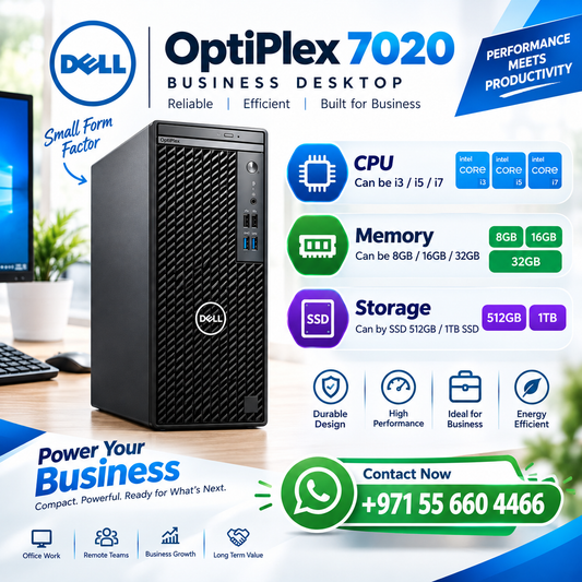New Model 2027: Dell OptiPlex 7020Tower | Intel i5 | 8GB DDR5 | 1TB SSD | Intel UHD | Win 11 Pro | Black | Wired Keybd & Mouse