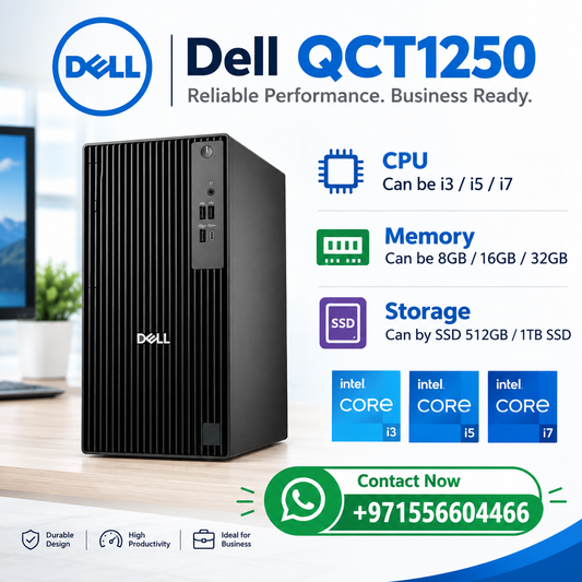 New Model 2027: Dell QCT1250 Pro Tower | Intel Core Ultra 7 265 | 16GB DDR5 | 1TB SSD | Win 11 Pro | Black | Wired Keybd & Mouse