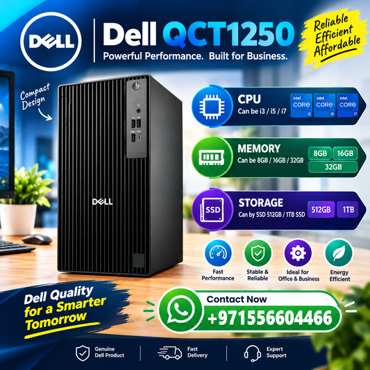 New Model 2027: Dell QCT1250 Pro Tower | Intel i7-14700 | 16GB DDR5 | 1TB SSD | Intel UHD | Win 11 Pro | Black | Wired Keybd & Mouse
