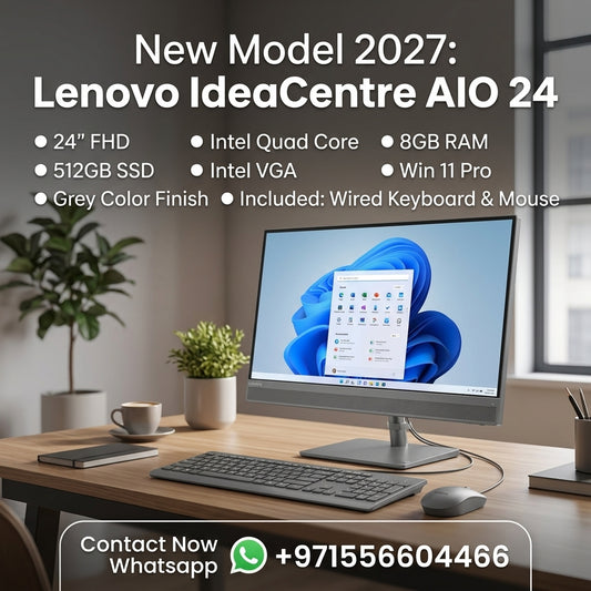 New Model 2027: Lenovo IdeaCentre AIO 24 | 24" FHD | Intel Quad Core | 8GB RAM | 512GB SSD | Intel VGA | Win 11 Pro | Grey | Wired Keybd & Mouse