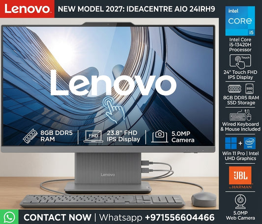 New Model 2027: Lenovo IdeaCentre AIO 24IRH9 | 24" Touch | Intel i5-13420H | 8GB | 512GB SSD | Intel UHD | Win 11 Pro | Grey | Wired Keybd & Mouse