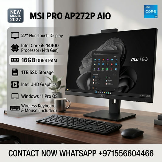 New Model 2027: MSI PRO AP272P AIO | 27" Non-Touch | Intel i5-14400 | 16GB | 1TB SSD | Intel UHD | Win 11 Pro | Black | Wireless Keybd & Mouse