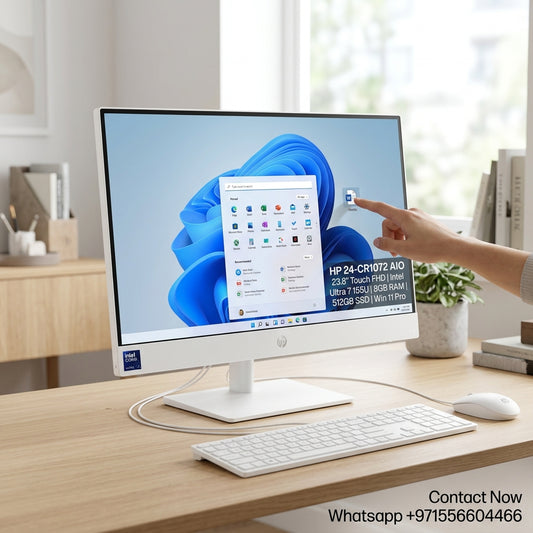 New Model 2027: HP 24-CR1072 AIO | 23.8" Touch | Intel Ultra 7 155U | 8GB | 512GB SSD | Intel UHD | Win 11 Pro | White | Wired Keybd & Mouse
