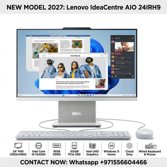 New Model 2027: Lenovo IdeaCentre AIO 24IRH9 | 24" FHD | Intel i5-13420H | 16GB | 512GB SSD | Intel UHD | Win 11 Home | Grey | Wired Keybd & Mouse