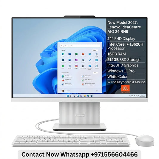 New Model 2027: Lenovo IdeaCentre AIO 24IRH9 | 24" FHD | Intel i7-13620H | 16GB | 512GB SSD | Intel UHD | Win 11 Pro | White | Wired Keybd & Mouse