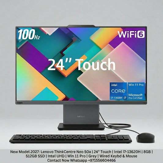 New Model 2027: Lenovo ThinkCentre Neo 50a | 24" Touch | Intel i7-13620H | 8GB | 512GB SSD | Intel UHD | Win 11 Pro | Grey | Wired Keybd & Mouse