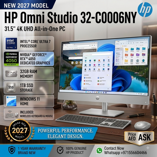 New 2027 Model: HP Omni Studio 32-C0006NY | 31.5" 4K UHD | Intel Ultra 7 | 32GB RAM | 1TB SSD | RTX 4050 | Win 11 Home | Silver | Keyboard & Mouse