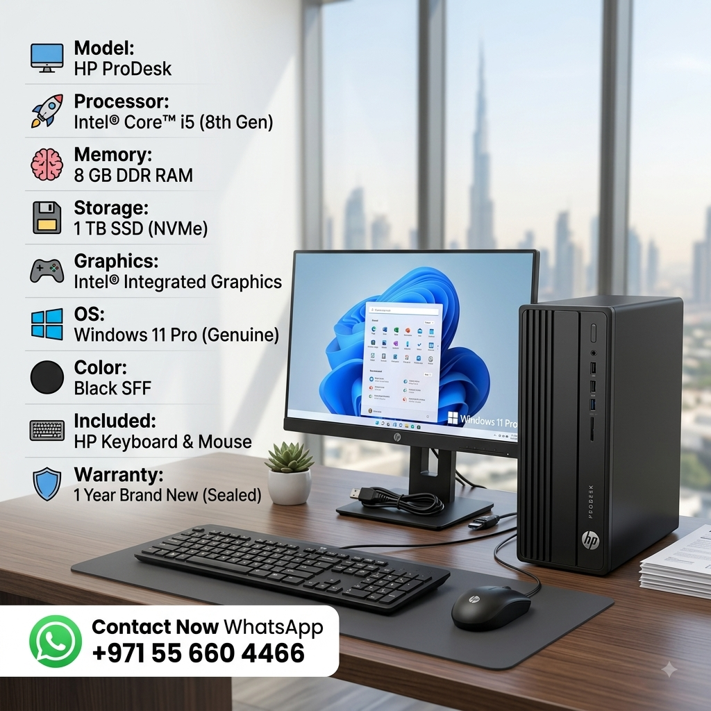 New Model 2027: HP ProDesk MT | Intel i5 | 8 GB DDR | 1TB SSD | Win 11 Pro | Black | Keybd & Mouse | Desktop Business & Home PC (Copy)