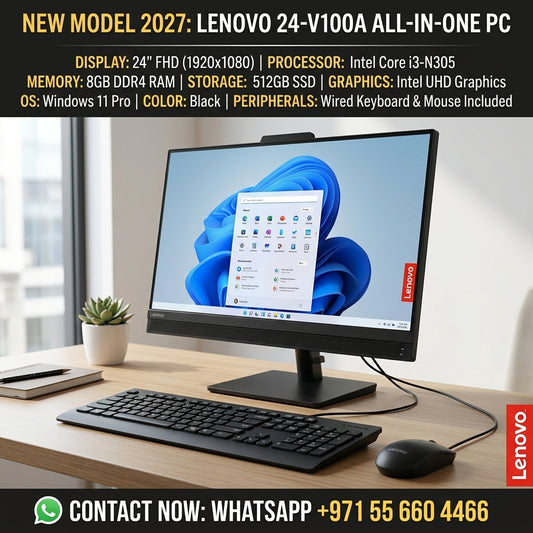 New Model 2027: Lenovo 24-V100A | 24" FHD | Intel Core i3-N305 | 8GB RAM | 512GB SSD | Intel UHD | Win 11 Pro | Black | Wired Keybd & Mouse