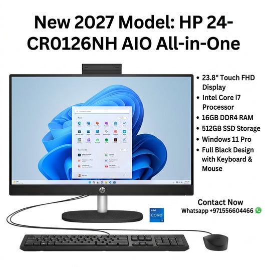 New 2027 Model: HP 24-CR0126NH AIO All-in-One | 23.8" Touch FHD | Intel Core i7 | 16GB DDR4 RAM | 512GB SSD | Win 11 Pro | BLACK | Keyboard & Mouse