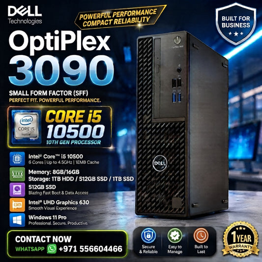 New Model 2027: Dell OptiPlex 3090 SFF | Intel i5 10th Gen | 16GB DDR4 | 512GB SSD | Win 11 Pro | Black | Keybd & Mouse