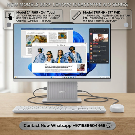 New Model 2027: Lenovo IdeaCentre 27IRH9 | 27" FHD | Intel i5-13420H | 8GB | 512GB SSD | Intel UHD | Win 11 Home | Cloud Grey | Wired Keybd & Mous
