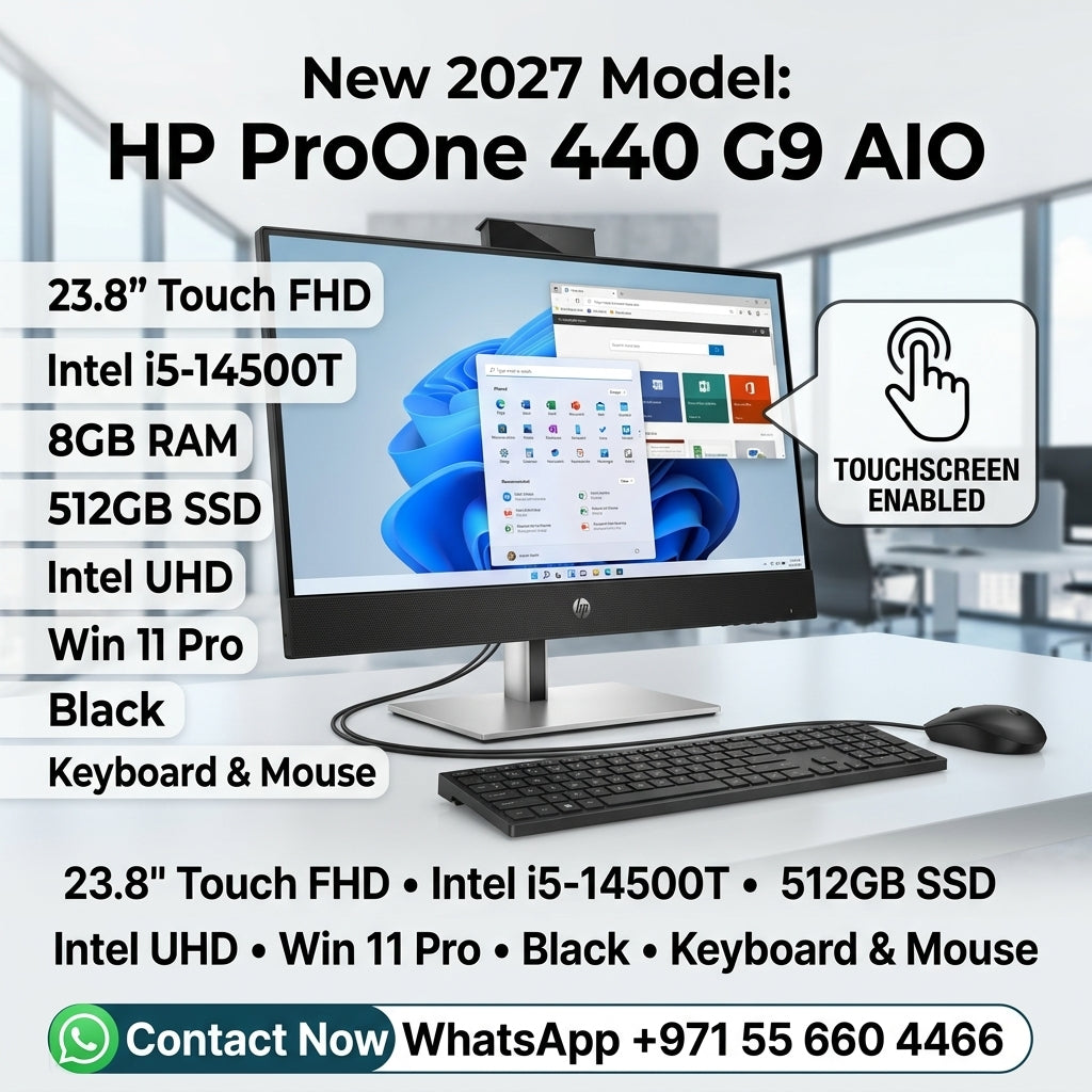 New 2027 Model: HP ProOne 440 G9 AIO | 23.8" Touch FHD | Intel i5-14500T | 8GB RAM | 512GB SSD | Intel UHD | Win 11 Pro | Black | Keyboard & Mouse