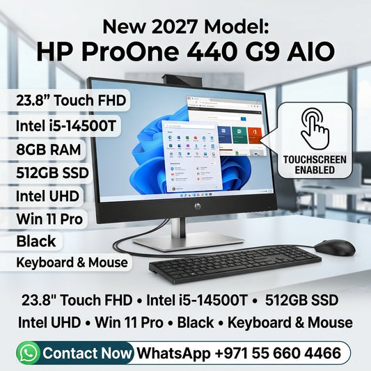 New 2027 Model: HP ProOne 440 G9 AIO | 23.8" Touch FHD | Intel i5-14500T | 8GB RAM | 512GB SSD | Intel UHD | Win 11 Pro | Black | Keyboard & Mouse