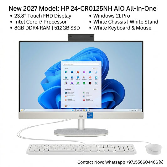 New 2027 Model: HP 24-CR0125NH AIO All-in-One | 23.8" Touch FHD | Intel Core i7 | 8GB DDR4 RAM | 512GB SSD | Win 11 Pro | WHITE | Keyboard & Mouse