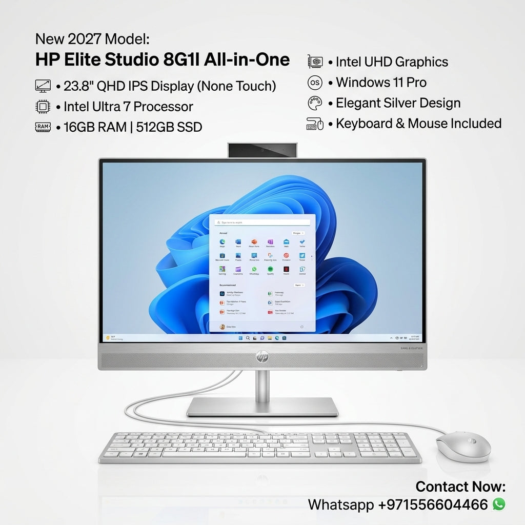 New 2027 Model: HP Elite Studio 8G1I | 23.8" None Touch QHD IPS | Intel Ultra 7 | 16GB RAM | 512GB SSD | Intel UHD | Win 11 Pro | Silver | Keyboard & Mouse
