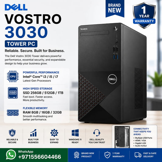 New Model 2027: Dell Vostro 3030 Desktop | Intel i3-12100 | 8GB DDR5 | 512GB SSD | Intel UHD | Win 11 Pro | Black | Wired Keybd & Mouse