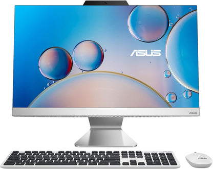 ASUS A3402WVAK: White 23.8" FHD Non-Touch AIO featuring 13th Gen Intel Core i7, 8GB RAM, 512GB SSD, integrated Intel graphics, and Windows 11 Pro. Comes with wireless keyboard & mouse. Ready to go